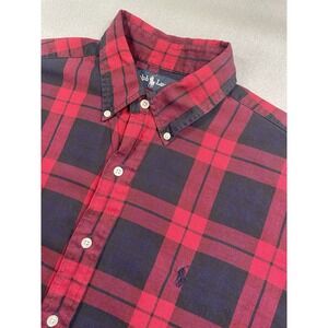 VTG Polo Ralph Lauren Shirt Men XL Black Red Watch Plaid Flannel Blaire Pony